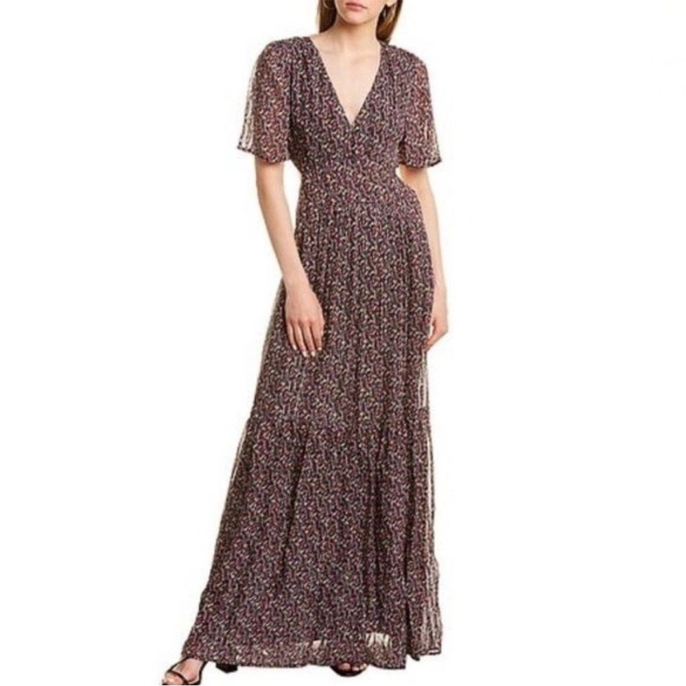 ba&sh Divine Silk-Blend Maxi Dress Multicolor Large